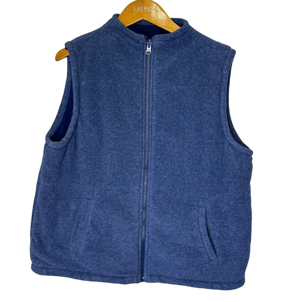 Lauren Ralph Lauren Mountain Expedition Reversible Fleece Vest Womens Large Blue